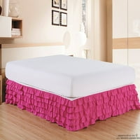 Több fodros ágy szoknya csepp iker rózsaszín