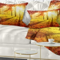 Designart sárga piros őszi fák és levelek - Táj nyomtatott dobási párna - 18x18