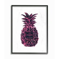 A Stupell Industries divattervező ananász rózsaszín fekete akvarell keretes fal művészet, Amanda Greenwood