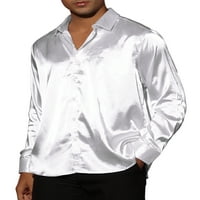 Egyedi alku a férfiak prom szatén hosszú ujjainak lefelé vékony illeszkedése formális ingek