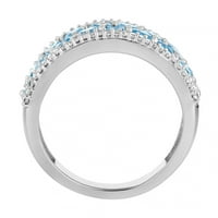 10K fehérarany svájci kék topaz & carat t.w. Gyémánt gyűrű