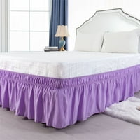Tekerje körül az ágy szoknyáját queen méretű ágyhoz, világos lila
