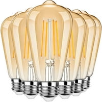 Newhouse világítás ST64Led- Vintage Edison izzók, wattok, tompítható, közepes standard alapú mókus ketrec, 6 csomag