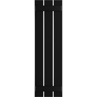 Ekena Millwork 1 8 W 42 H True Fit PVC Három tábla távolságra helyezett tábla-N-Batten redőnyök, fekete