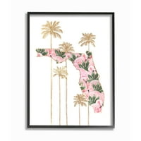 Stupell Industries Flamingo nyomtatás Florida állam pálmafákkal, amelyeket Ziwei Li tervezett