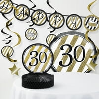 Fekete és arany 30. születésnapi dekorációs készlet