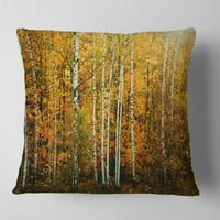 Designart sárga színes őszi erdő - Erdő dobás párna - 18x18
