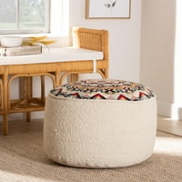 Baxton Studio Durrus Vintage krém és többszínű szövet oszmán pouf