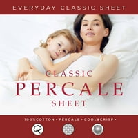 Ultimate Percale szálszám pamutlemez-készlet, szett, bestseller kettős kaliforniai lapok Percale Weave, Classic Z-Hem, Supersoft