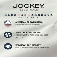 Jockey Essentials® Men's Made In America® pamuttartály teteje, csomag, alsónadrág, Comfort A-ing, USA Made, Méretek kicsi,