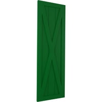Ekena Millwork 15 W 39 H True Fit PVC Egyetlen X-Board Farmhouse rögzített redőnyök, Viridian Green