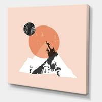 Designart 'Modern Minimalista Mountain Moon and Sun' Modern Canvas Wall Art nyomtatás