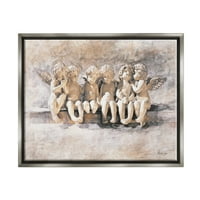 A Stupell Industries angyalok beszélgetnek vallási semleges szürke festmény csillogást szürke keretes úszó vászon fal művészet,
