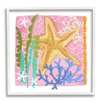 Stupell Industries Bold Sea Life Starfish Botanical Patter Graphic Art White Keretes Art Print Wall Art, Design By Unbers