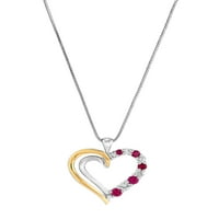 Brilliance Fine Jewelry létrehozott Ruby -t, és fehér zafír szív medálot készített ezüst és 10K sárga arany, 18 nyakláncban