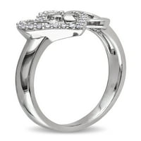 Carat T.W. Gyémánt sterling ezüst kettős szívgyűrű