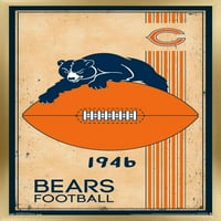 Chicago Bears-Retro logós fali poszter Nyomócsapokkal, 22.375 34