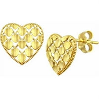 10 kt arany gyémánt vágású szív fülbevalók