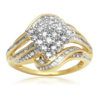 Carat T.W. Gyémánt 10KT sárga arany klaszter divatgyűrű