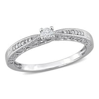 Miabella női karátos T.W. Gyémánt sterling ezüst ígéret gyűrű