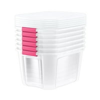Bella Storage Quart átlátszó műanyag divatos rózsaszín reteszek tiszta fedéllel rendelkező 6 -os készlet