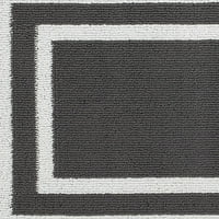 Mosható Skid-rezisztens Runner szőnyeg, szegély, sötétszürke és fehér, 26 45