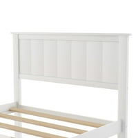 Aukfa ikerméretű szilárd fa platform tároló ágy fiókkal - fehér