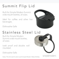 Egyszerű modern oz. Csúcstalálkozó vizes palack - rozsdamentes acélból készült fémlombik fedelekkel - széles szájú kettős fal