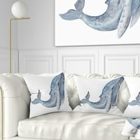 Designart nagy bálna akvarell - Állati dobás párna - 18x18