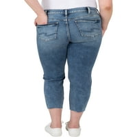 Ezüst Jeans Co. női plusz méret Suki Mid Rise Skinny Crop Jeans