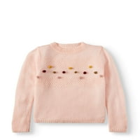 Rózsaszín angyal pom pom kötött pulóver pulóver