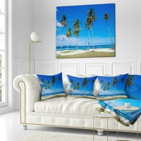 Designart Palms a Fülöp -szigeteken trópusi strandon - Modern Seascape Dobás párna - 16x16