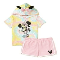 Disney Minnie Mouse Exkluzív Girls Cosplay Hood és rövidnadrág, 2 darabos ruhakészlet, Méretek 4-10