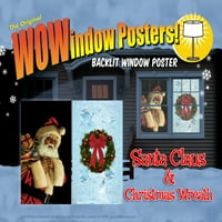 Wowindow plakátok Mikulás és Karácsonyi koszorú karácsony ablak dekoráció Két 34,5 x60 háttérvilágítás plakátok