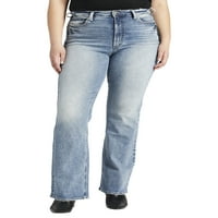 Ezüst Jeans Co. női plusz méretű szüreti magas emelkedésű bootcut farmer derékméret 12-24