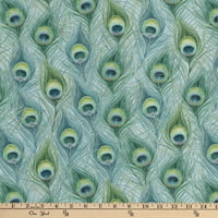 David Textiles, Inc. 44 pamut páva toll madarak varró és kézműves szövet, a csavarral, zöld, réce és fehér
