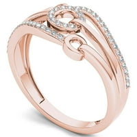 1 8ct TW Diamond 10K rózsa arany egymásra rakott hurok divatgyűrű