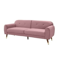 Aukfa Loveseat kanapé, bársony szekcionált kanapé kanapé, bársonyos, nappali szobához, 75,5 rózsaszín