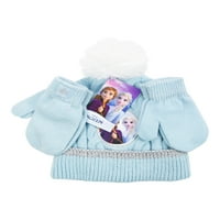 Fagyasztott márka kisgyermek lányok sapka kalap és kesztyű szett, 3 darab, kék