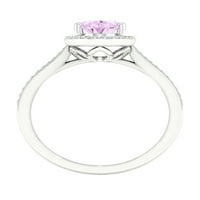 Imperial drágakő 10K fehér arany ovális vágott rózsaszín ametiszt ct tw gyémánt halo női gyűrű