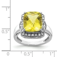 Primal ezüst sterling ezüst ródium gyémánt és ellenőrző citrom kvarc gyűrű