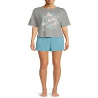 Grayson Social Női és női plusz méretű virágos alvás póló és rövidnadrág, 2 darab