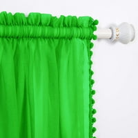 Elegáns kényelem pom pom függöny poliészter zöld szálszám